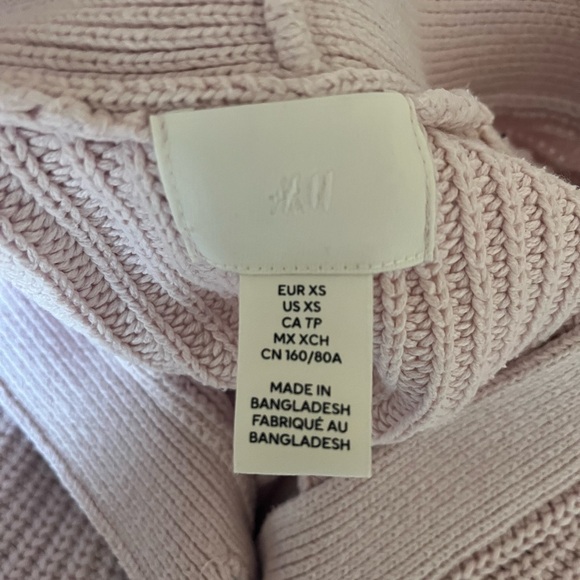 H&M Rib Knit Cardigan Light Pink, Size XS X-Small - Picture 12 of 12